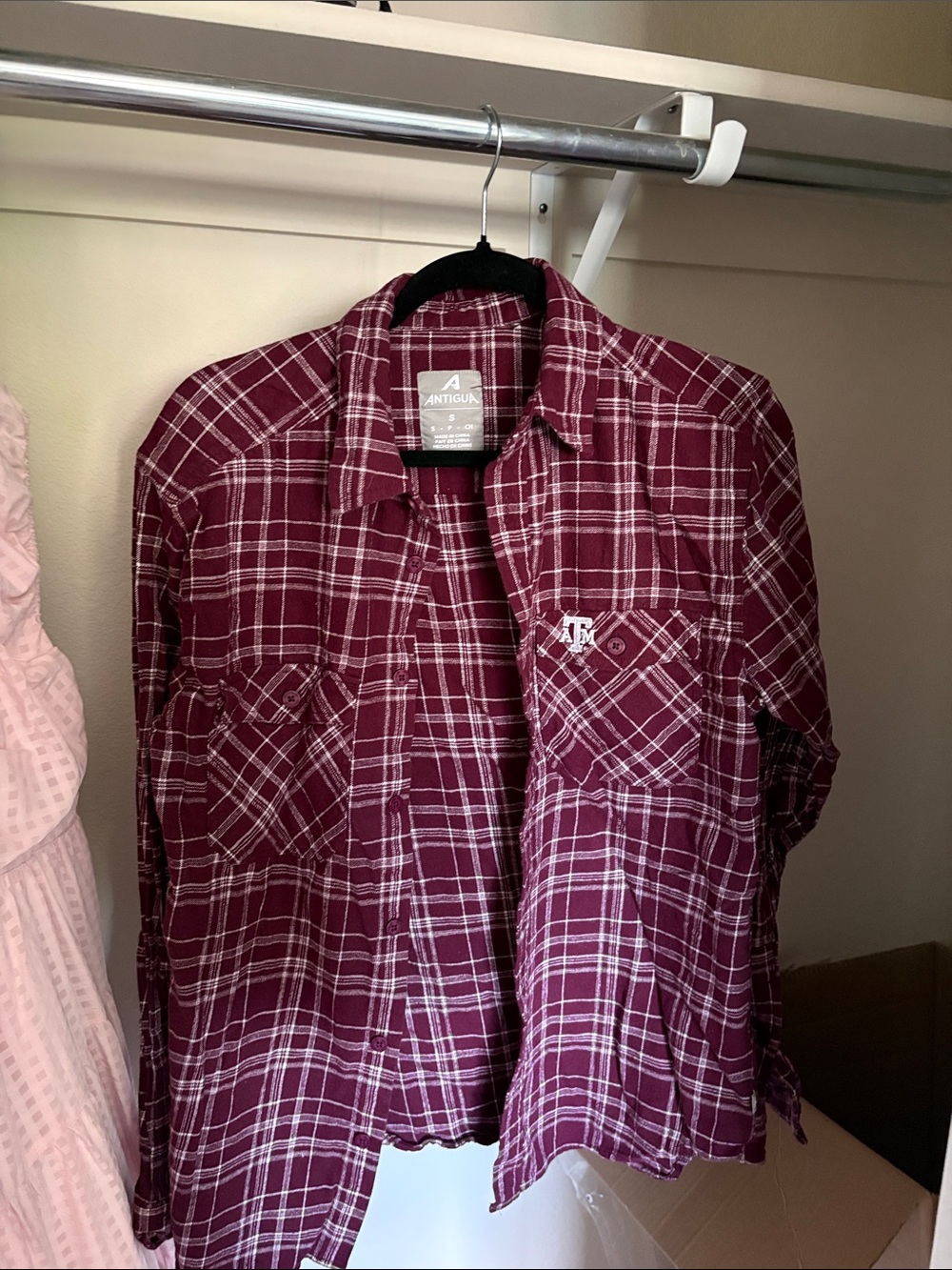 Antigua Men's Burgundy Texas A&M Plaid Button-Down Shirt